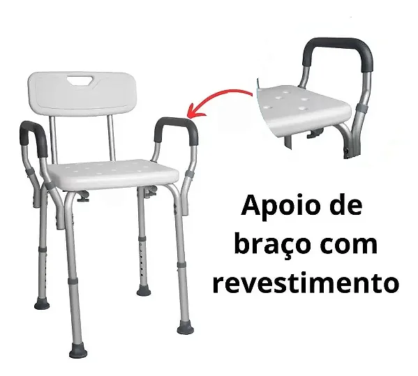 Banqueta Banho Encosto E Apoio Para O Braço 130kg Hidrolight