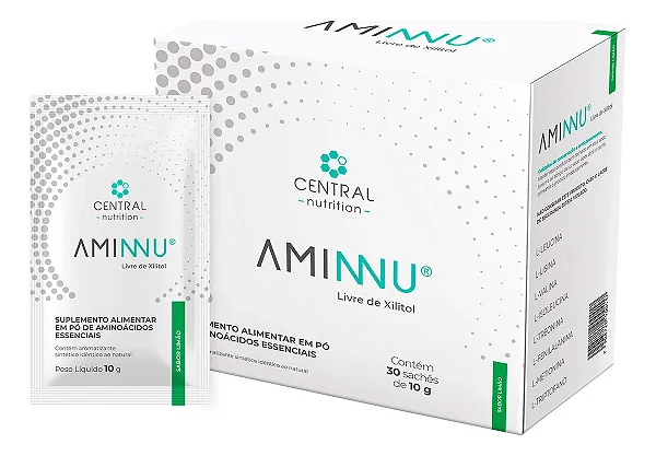 Aminnu Sem Xilitol - Central Nutrition - 10g 30 Sachês Sabor Limão