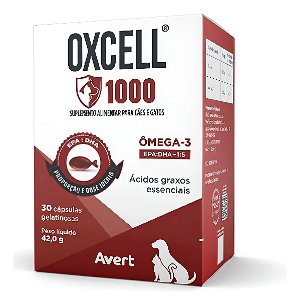 Oxcell 1000 Mg Avert Suplemento Vitamínico Para Cães E Gatos