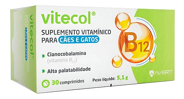 Suplemento Avert Vitecol Para Cães E Gatos - 30 Comprimidos