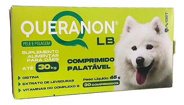 Queranon Lb Avert Pele Pelagem Cães Até 30kg 30 Comprimidos