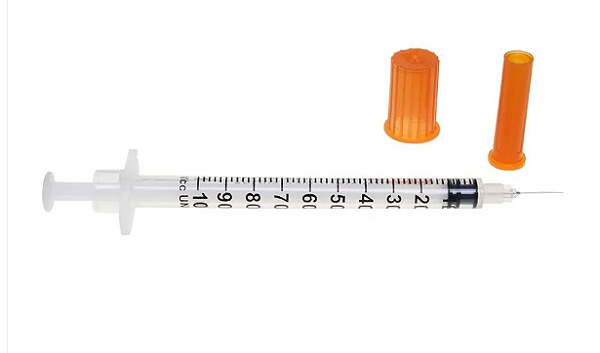 Seringa Insulina 1mL 100UI Agulha Fixa 13x0,30mm 30G 1/2 cx c/ 100un - Solidor