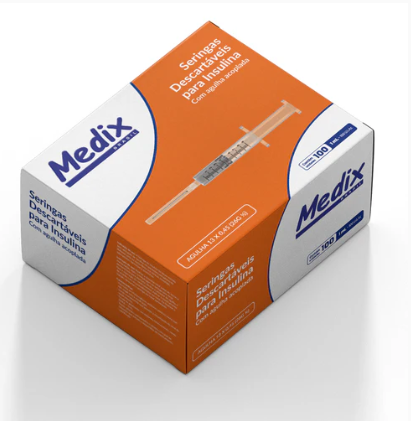 Seringa Insulina C/Ag Acop 13X0.45 1Ml (26G 1/2) - Medix