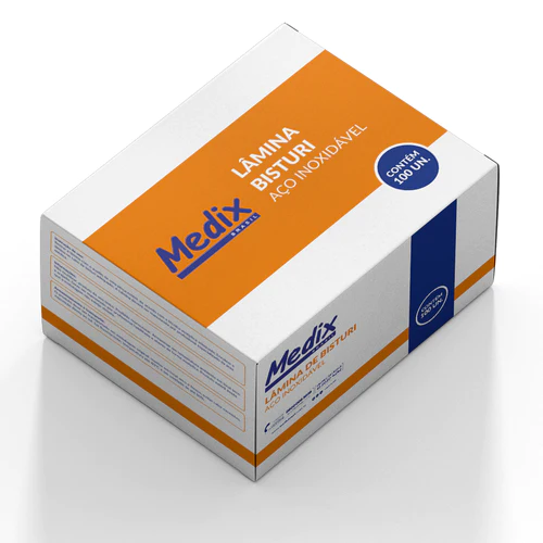 Lâmina de Bisturi de Aço Inoxidável - Caixa com 100 uni - Medix