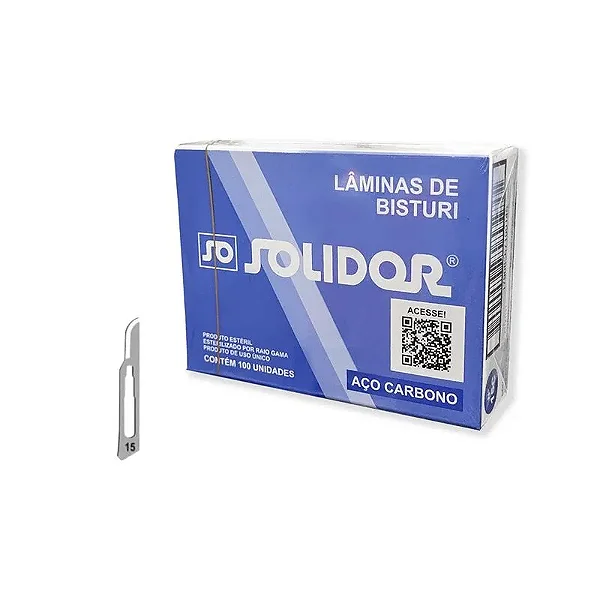 Lamina Bisturi N 15 Com 100 Un - Aço Carbono (Solidor)