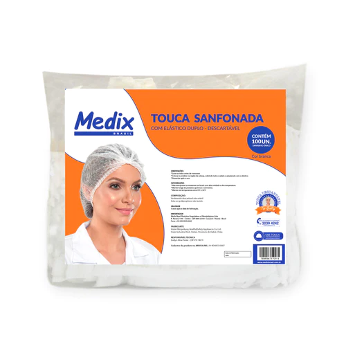 Touca Descartável com Elástico - Pacote com 100 un.