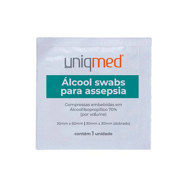 Álcool Swab 70% Saches Lenço Umedecido 100 unidades -  Uniqmed