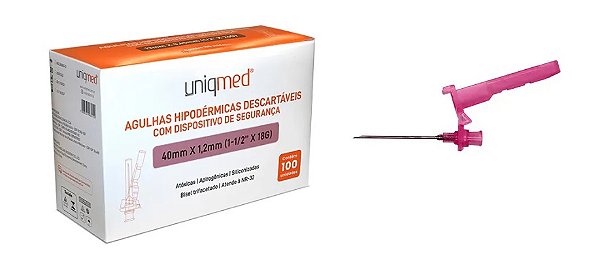Agulha Hipodermica (dispositivo de segurança) cx com 100un - Uniqmed