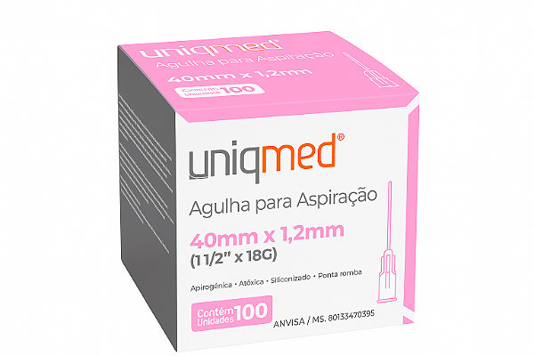Agulha para aspiração (ponta romba - cx com 100 un) -  Uniqmed