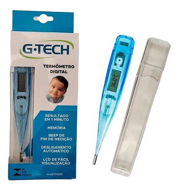 Termômetro Clínico Digital Febre Th150 Azul - G-tech