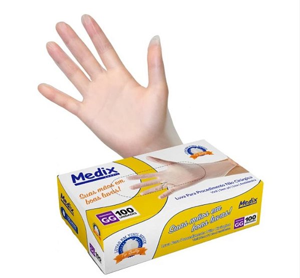 Luva Procedimento Vinil Sem Po Tam M 100Un Medix