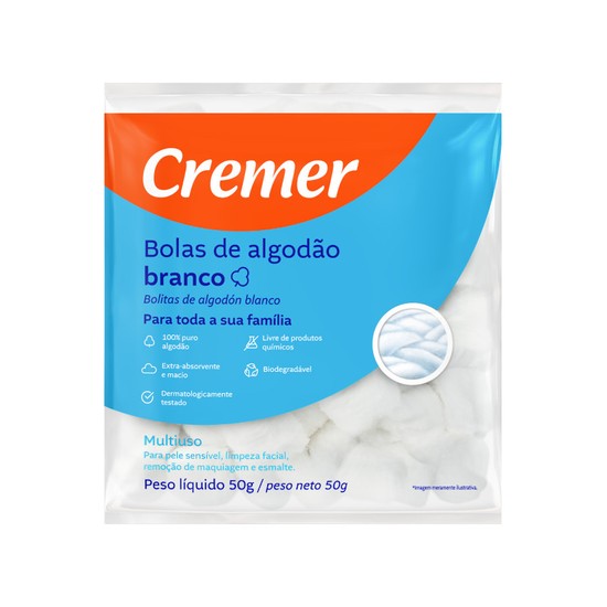 Algodão Hidrófilo em Bola 50g – Cremer