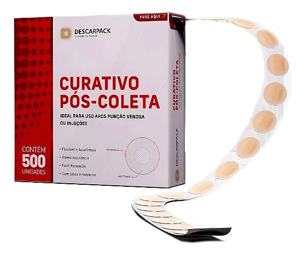 Curativo Redondo Pós Punção Adulto com 500 Unidades – Descarpack