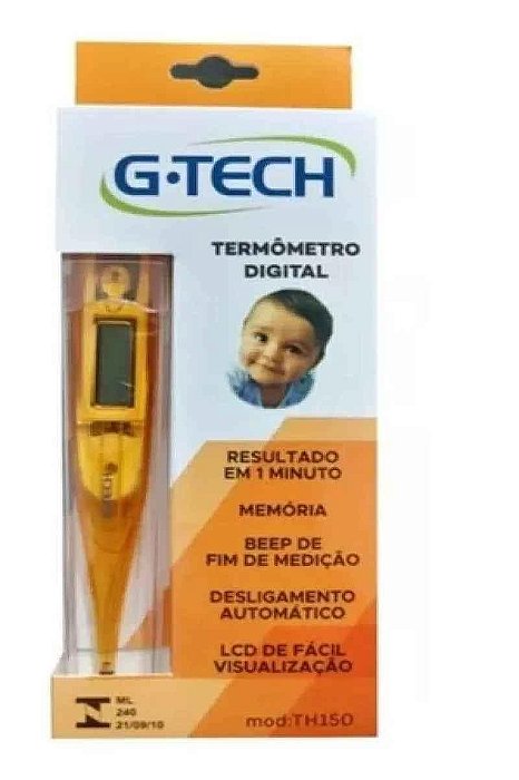 Termômetro Clínico Febre Digital Laranja G-Tech TH150