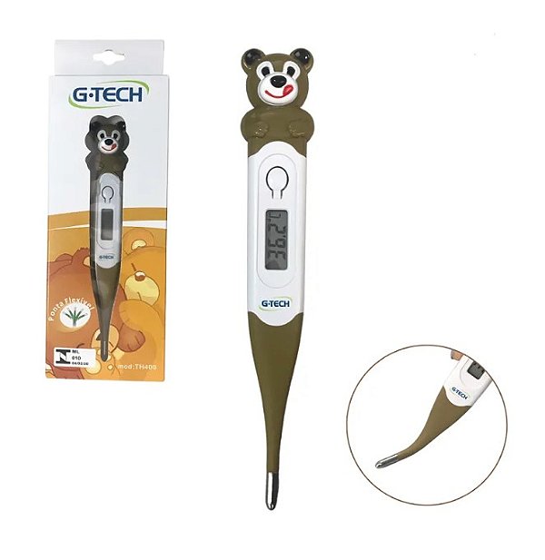Termômetro Clínico Digital Infantil G-Tech TH400 Urso Flexível
