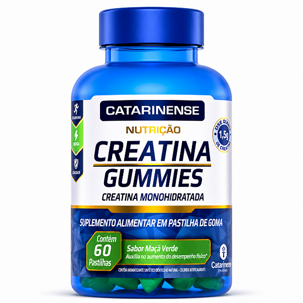 Creatina Gummies - Sabor: Maça Verde - 60 gomas - Catarinense