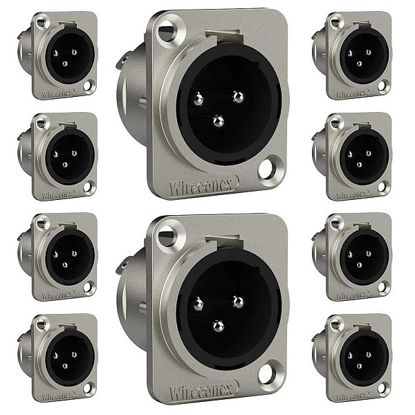Kit com 10 Conectores Xlr Macho de Painel Medusa Wireconex