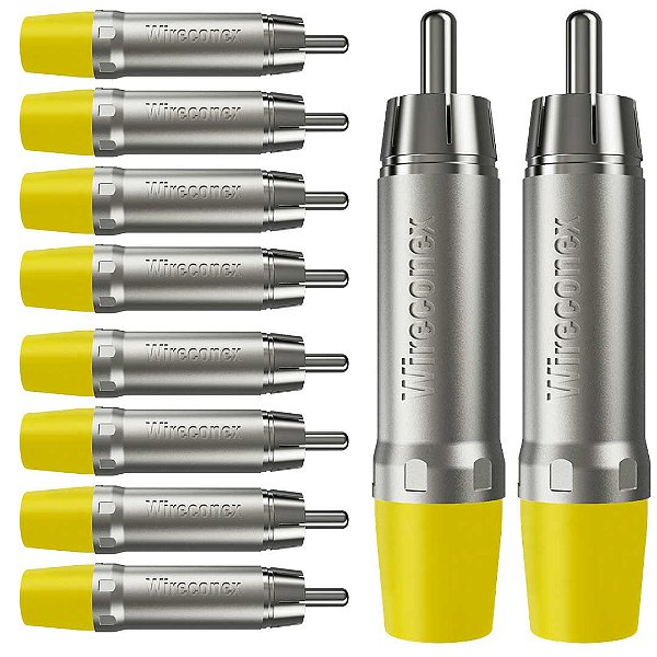 Kit 10 Plugs Rca Macho Nickel Wc 1212 Amarelo Wireconex