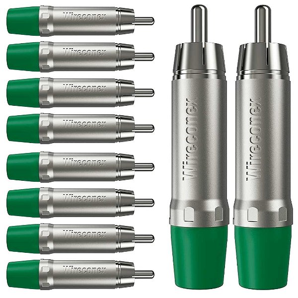 Kit 10 Plugs Rca Macho Nickel Wc 1212 Verde Wireconex