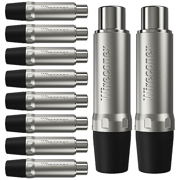 Kit 10 Plugs RCA Fêmea Preto Nickel Wc 1222 Wireconex