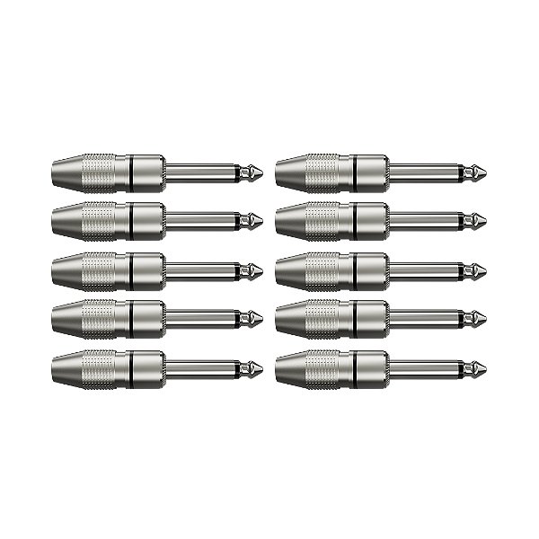 Kit 10 Conectores P10 Mono Wc 153 Prata Wireconex