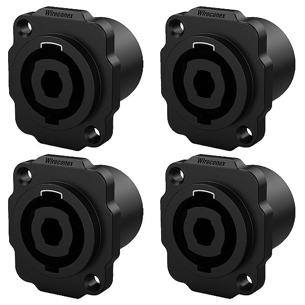 Kit 4 Conectores SPEAKON Fêmea Painel Wc 1604 Wireconex