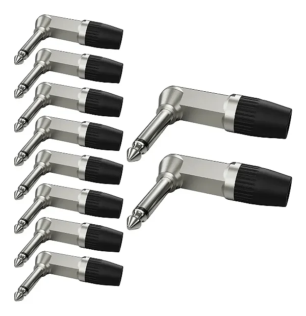 Kit 10 Conectores Plug L P10 Mono Cachimbo Macho Para Cabo Wc 167 Wireconex