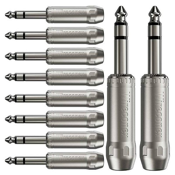 Kit 10 Conectores Plug P10 Stereo Macho Para Cabo Wc1133 Wireconex