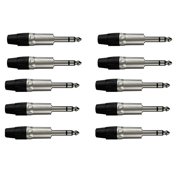Kit 10 Conectores Plug P10 Stereo Cabo WC 1123 Wireconex