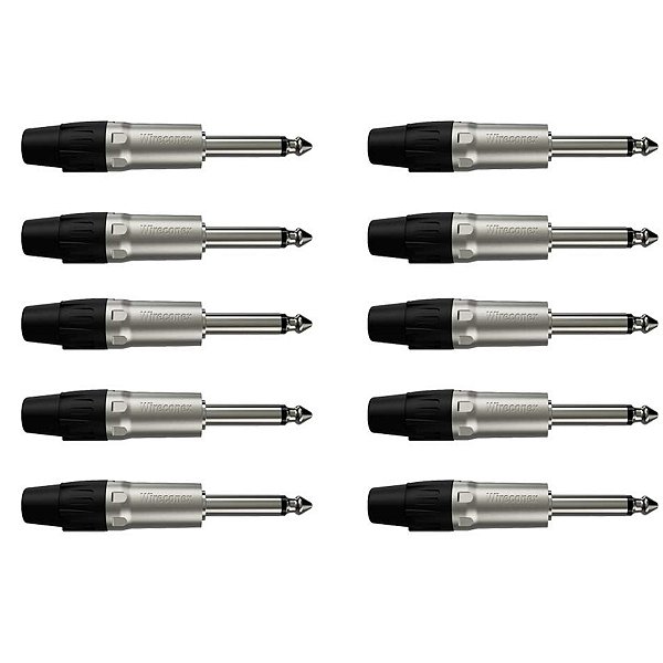 Kit 10 Conectores Plug P10 Mono Cabo WC 1112 Wireconex