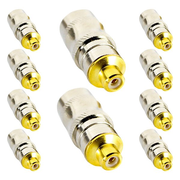 Kit com 10 Conectores RCA Fêmea Metal Gold Storm
