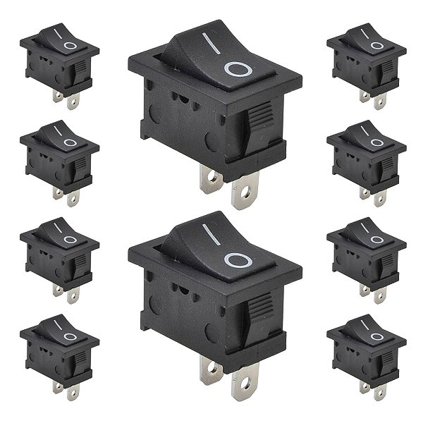 Kit com 10 Chaves Comutadoras On/Off Quadrada 2 Polos Storm