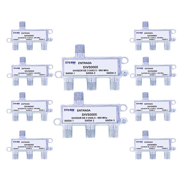 Kit com 10 Divisores de Antena 1x3 5-900mhz Storm