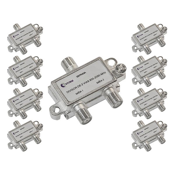 Kit com 10 Divisores de Antena 1x2 5-2400mhz Satelite Storm