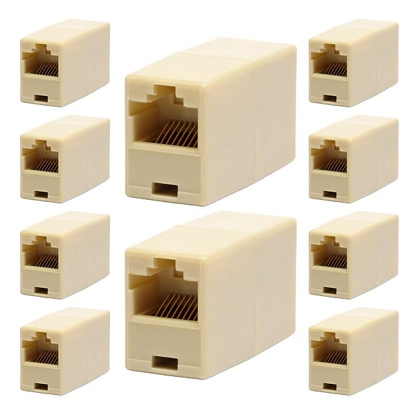 Kit com 10 Emendas RJ45 Fêmea para RJ45 Fêmea 8x8 Storm