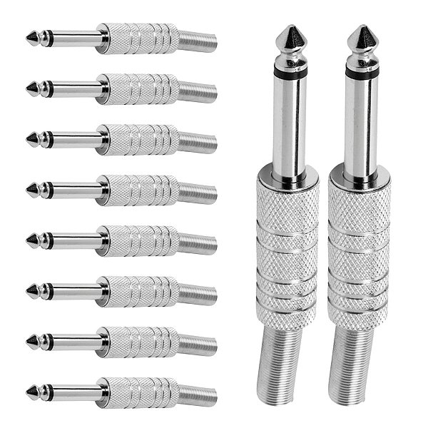 Kit com 10 Conectores P10 Macho Linha Mono Niquel com Mola Storm