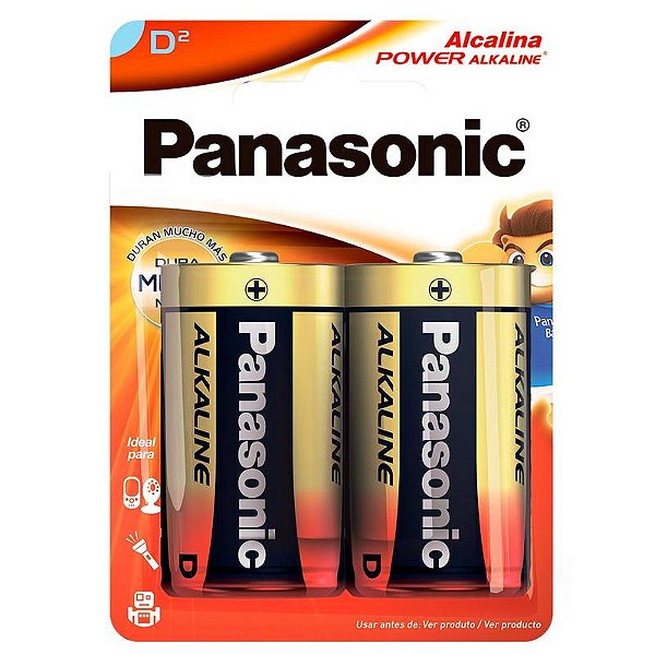 Kit com 2 Pilhas Alcalinas D Grande Panasonic