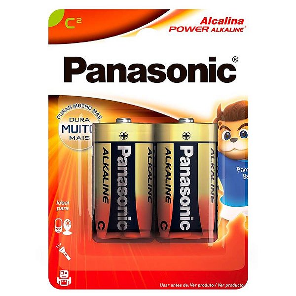 Kit com 2 Pilhas Alcalinas C Média Panasonic