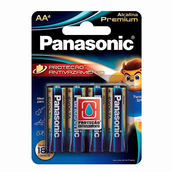 Kit com 4 Pilhas Alcalinas Premium AA Pequena Lr6egr/4b96 Panasonic