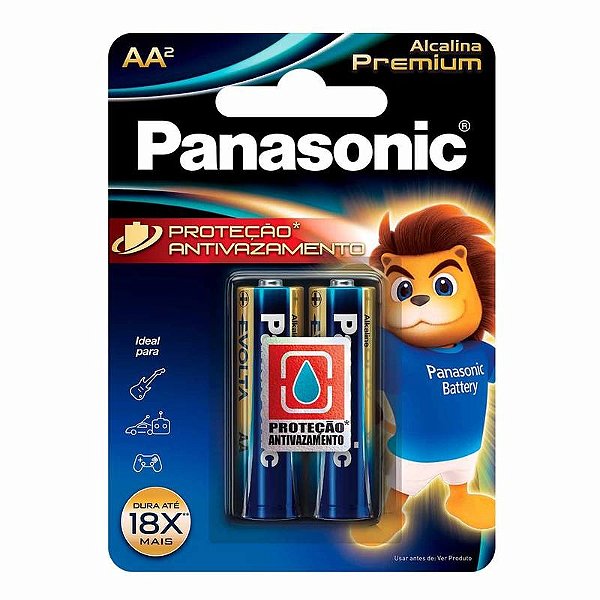 Kit com 2 Pilhas Alcalinas Premium AA Pequena Lr6egr/2b96 Panasonic