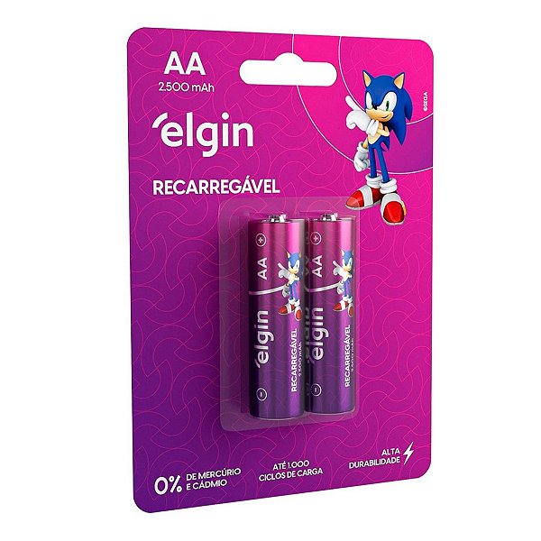 Pilha Recarregável AA Pequena 2500 Mah Elgin
