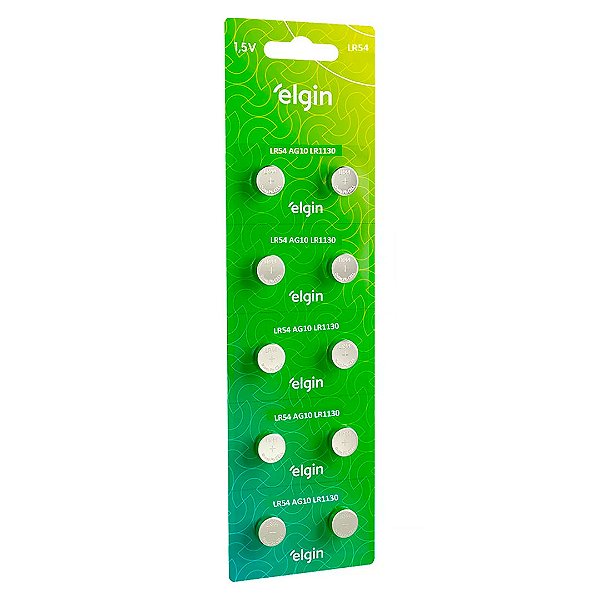 Kit com 10 Baterias Alcalinas Ag10 Lr1130 Lr54 Elgin
