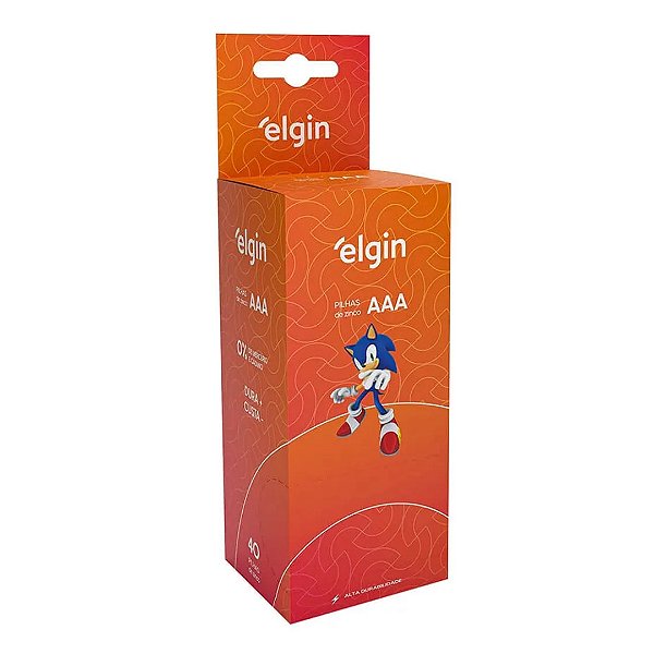 Kit com 40 Pilhas Zinco AAA Palito Tubo R03 Elgin