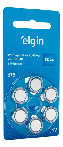 Kit com 6 Baterias Para Aparelho Auditivo 675 Pr44 Elgin