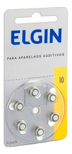 Kit com 6 Baterias Para Aparelho Auditivo 10/230 Pr70 Elgin
