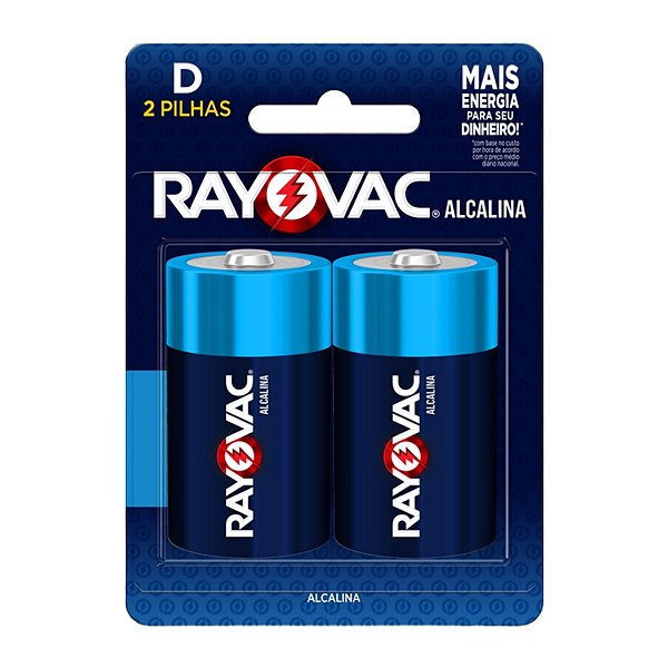 Kit com 2 Pilhas Alcalinas D Grande 20220 Rayovac
