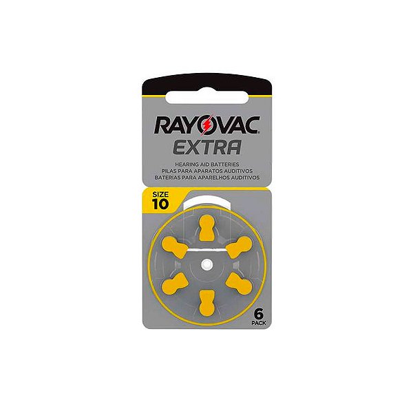 Kit com 6 Pilhas Auditivas E.Adv Act Tam10 SM-60 Rayovac