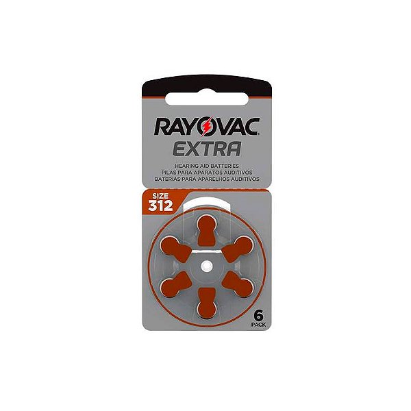 Kit com 6 Pilhas Auditivas E.Adv Act Tam312 SM-60 Rayovac