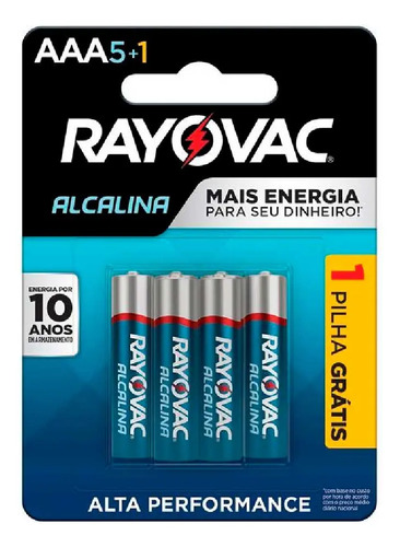 Kit com 6 Pilhas Alcalinas AAA Palito Rayovac