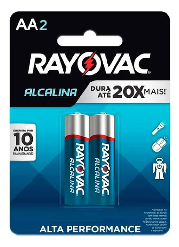 Kit com 2 Pilhas Alcalinas AA Pequena Rayovac